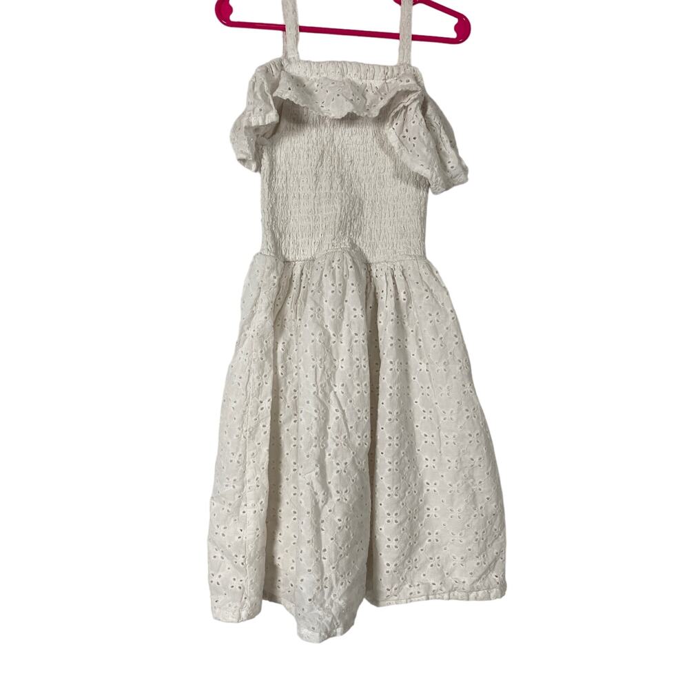 Kenzie Girl White Eyelette Elastic Waist Mini Dress Sundress Size 5/6